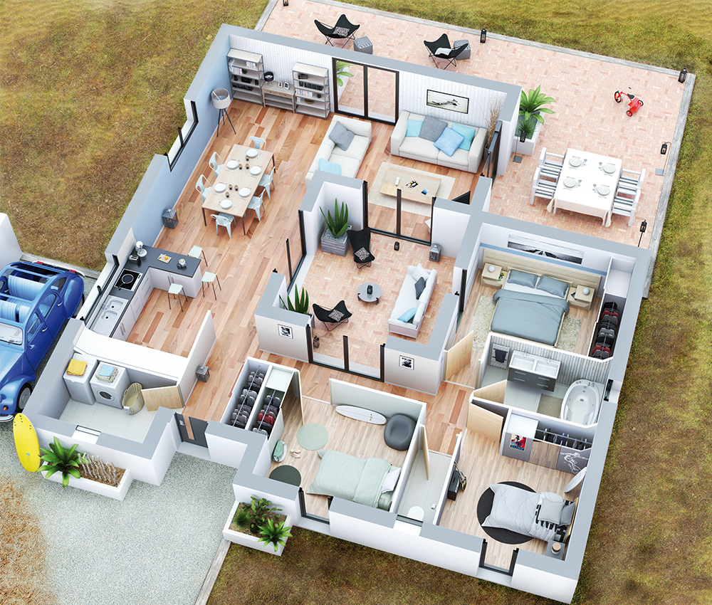 Plan De Maison 4 Chambres Avec Patio